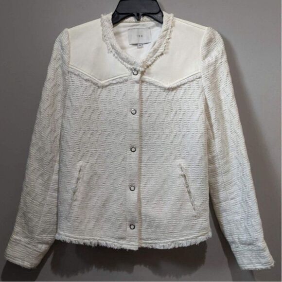 IRO HALSTON Ecru Textured Woven Jacket Size 36 - Picture 3 of 8